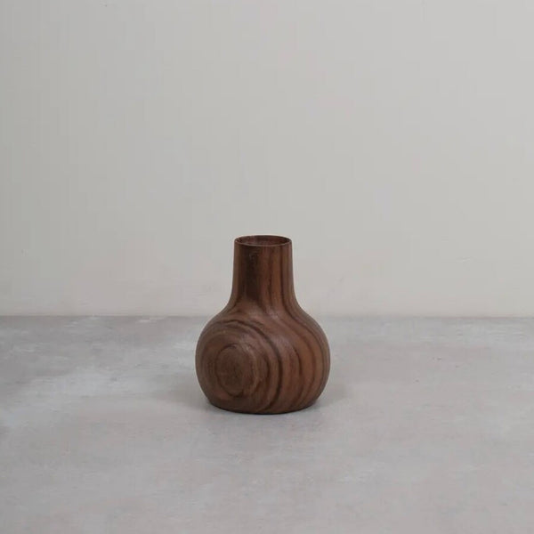 Small Walnut Wood Bulb Vase