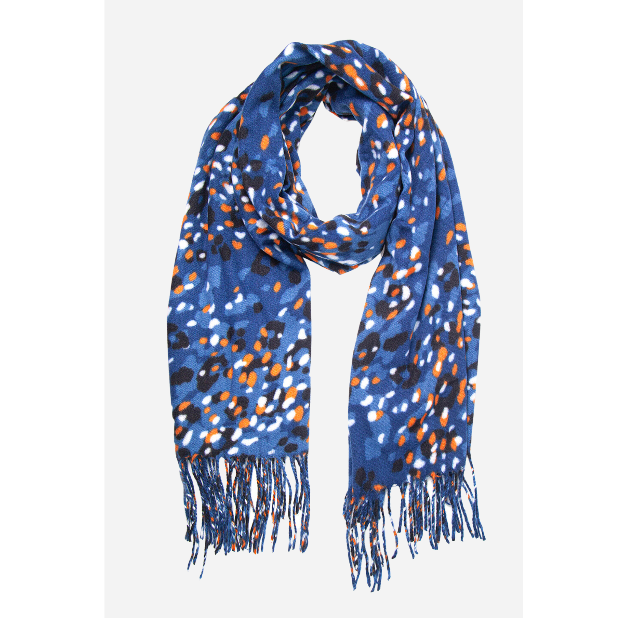 Navy Blue Animal Cluster Print Cosy Scarf