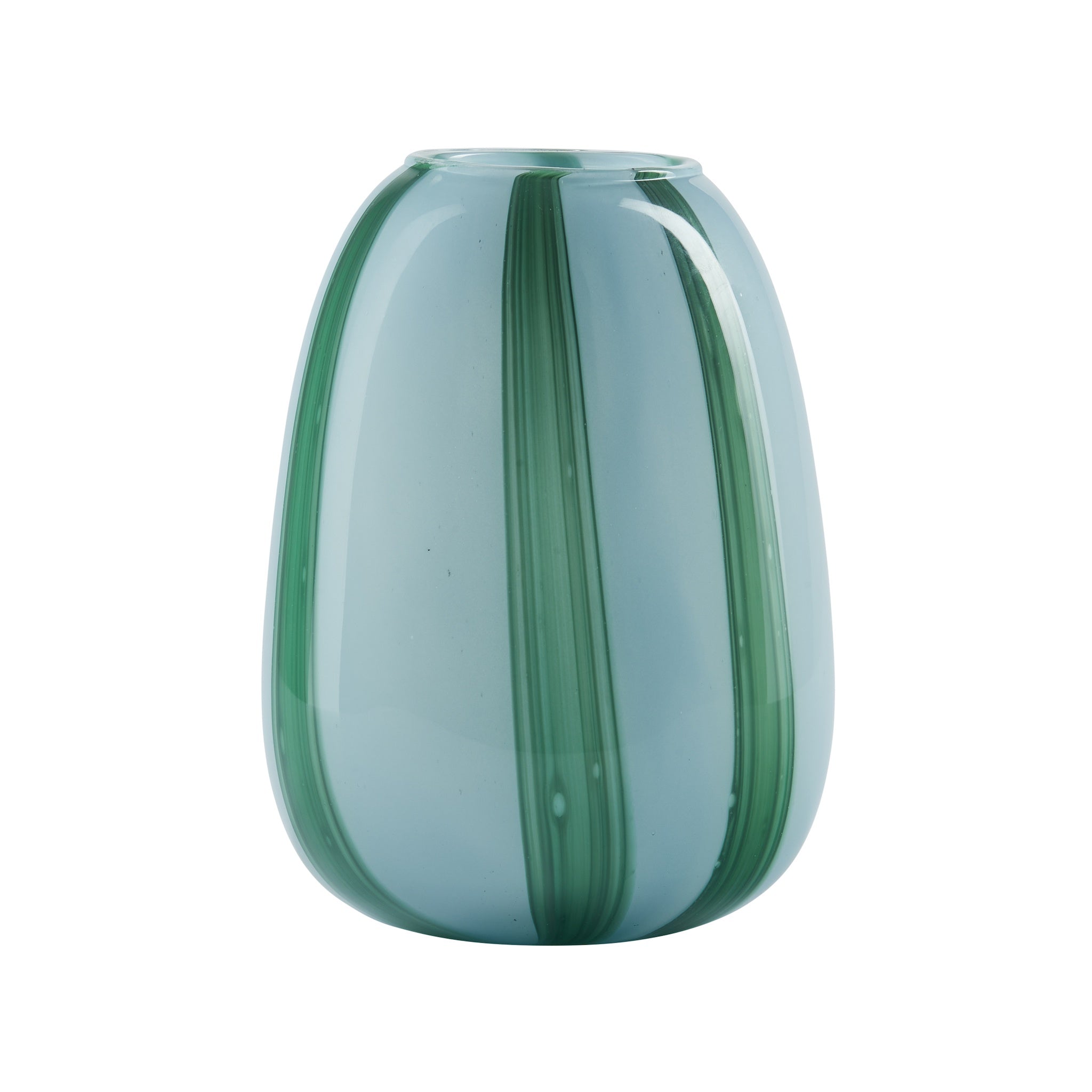 Organic Shape Green Stripe Glass Vase