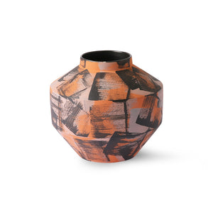 HKliving Orange & Black Brushstroke Vase