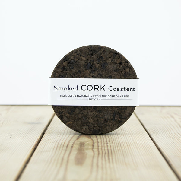 Smoked Cork Round Coaster Set