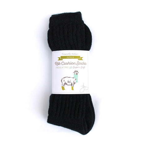 Size 7-11 Indigo Ribbed Alpaca Socks