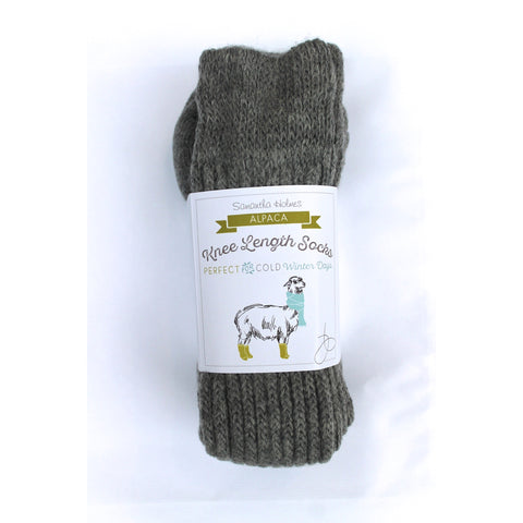 Size 5-8 Dove Grey Alpaca Knee Socks