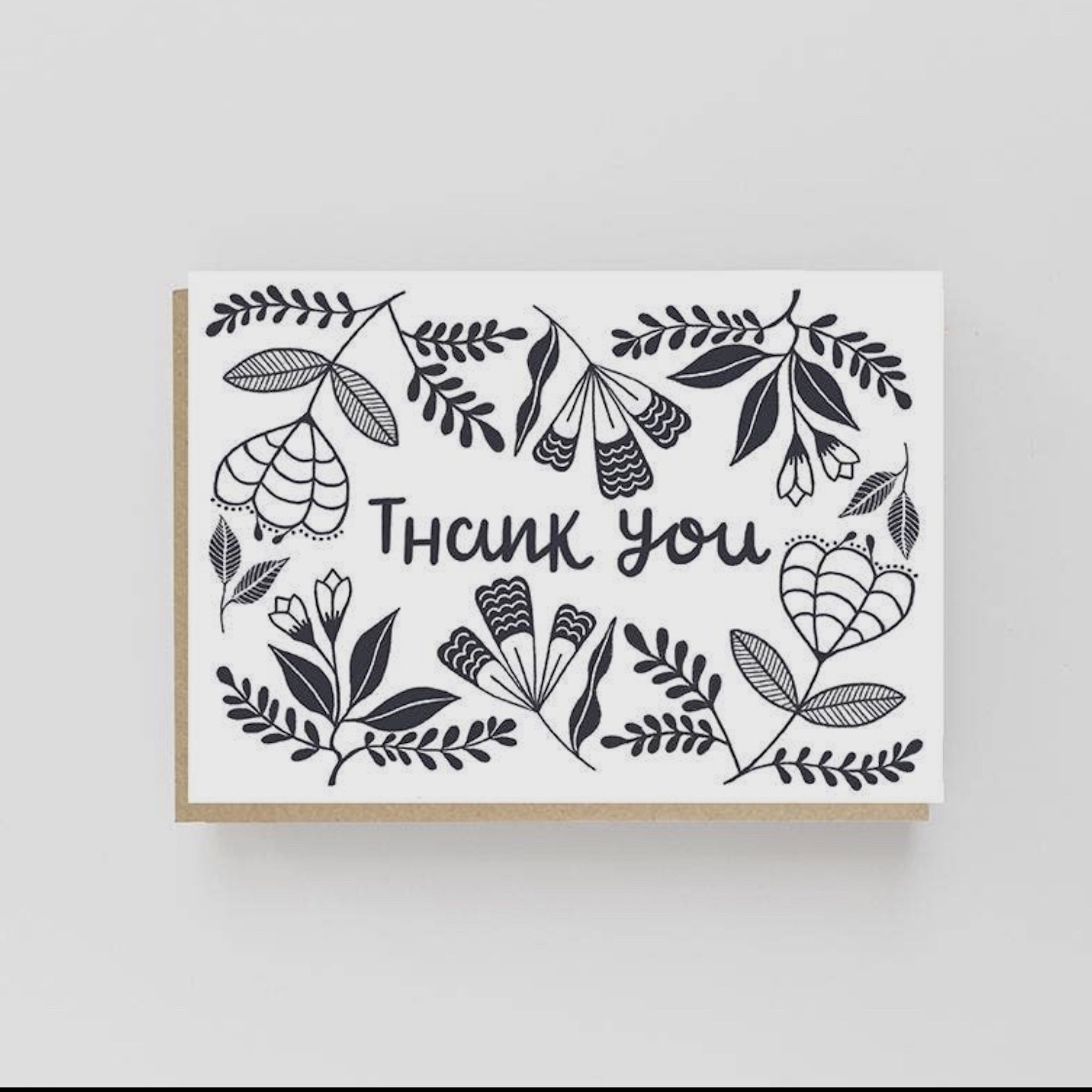 Mono Floral Thank You Card