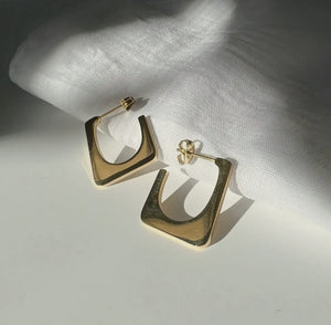Gold Geo Square Hoops