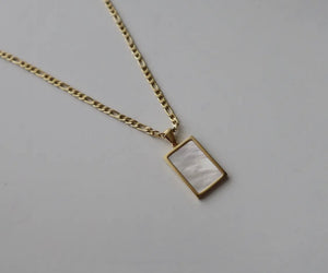 White Shell Rectangle Pendant Necklace