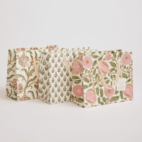 Medium  Hand Block Printed Blush Gift Bag