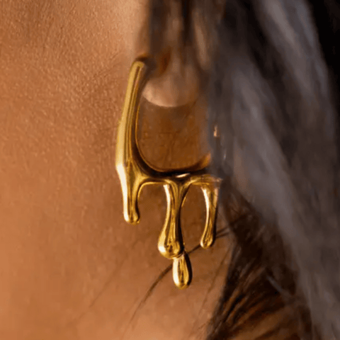 Drip Drop Hoop Earrings - 18K Gold Plated