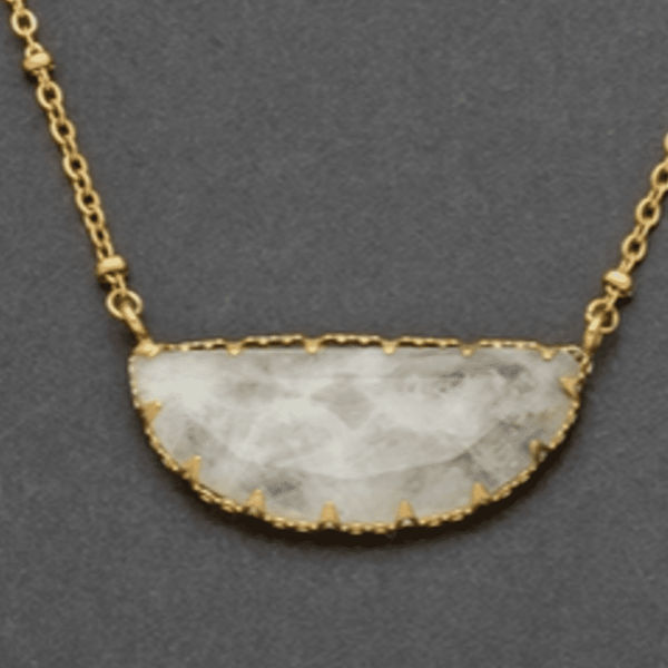 Natural Stone Half Moon Chain Necklace