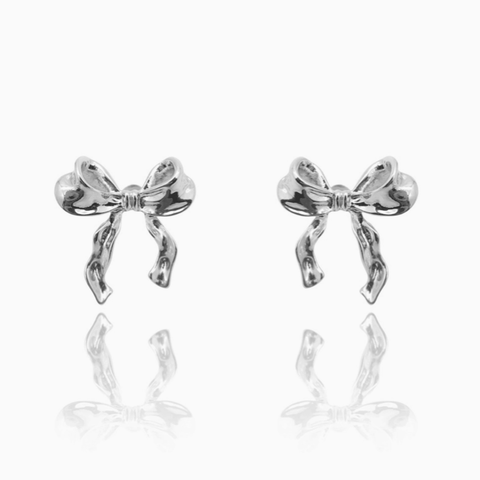 Silver Plated Bow Stud Earrings