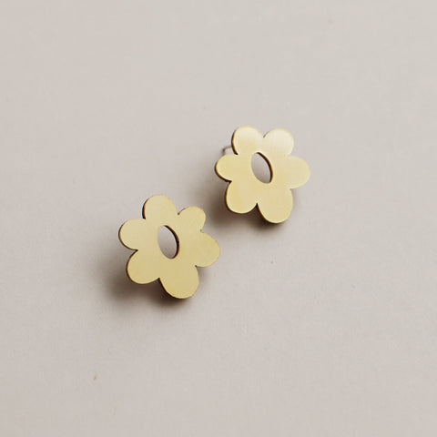 Brass Flower "Mini Mia" Stud Earrings